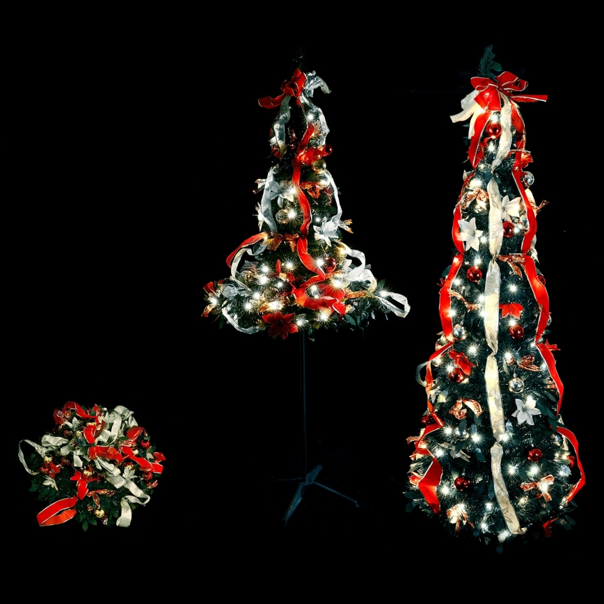 Aigostar - Albero di Natale da esterno a LED, 80 LED, 1,2 m, IP44, rosso/bianco freddo