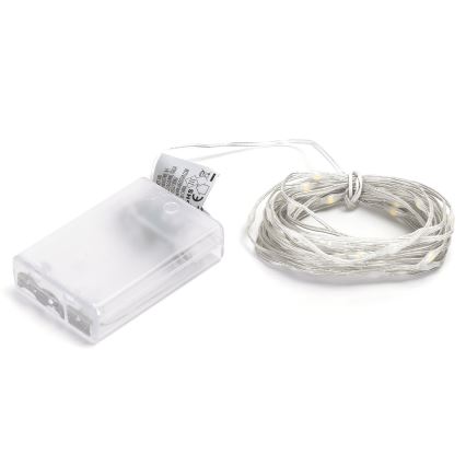 Aigostar - LED  catena 50xLED/3xAA 5,3m bianco caldo