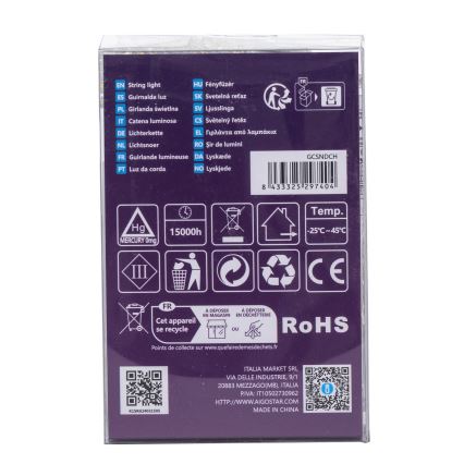 Aigostar -LED Catena luminosa da esterno 100xLED/8 funzioni 3xAA 10,3m IP44 bianco caldo