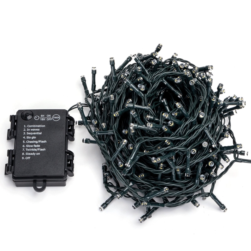 Aigostar-LED Catena luminosa da esterno 300 LED/8 funzioni 3xAA 15,3 m IP44 bianco caldo