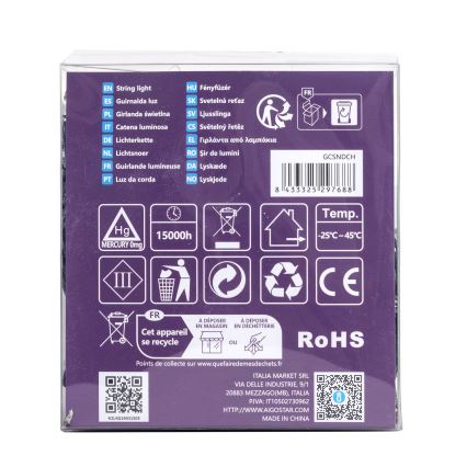 Aigostar-LED Catena luminosa da esterno 300 LED/8 funzioni 3xAA 15,3 m IP44 bianco caldo