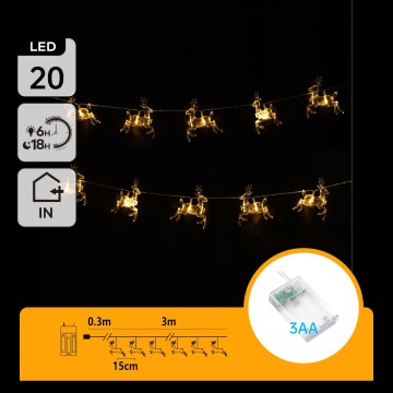 Aigostar - LED Catena luminosa di Natale 20xLED/3xAA 3,3m renne