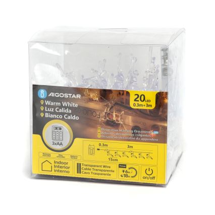 Aigostar - LED Catena luminosa di Natale 20xLED/3xAA 3,3m renne