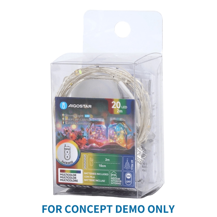 Aigostar - LED Catena luminosa di Natale 40xLED/2x3V 4m multicolore