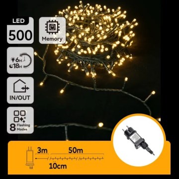 Aigostar - LED catena luminosa di Natale per esterni 500xLED/8 funzioni 50m IP44 bianco caldo