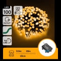 Aigostar - LED Catena luminosa natalizia da esterno 100xLED/8 funzioni 3xAA 10,3m IP44 bianco caldo