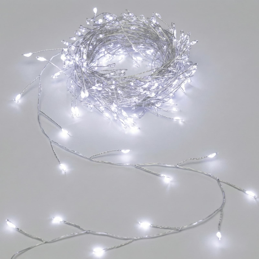 Aigostar - Catena luminosa LED da esterno per Natale, 100 LED, 8 modalità, 3xAA, 3,3 m, IP44, bianco freddo