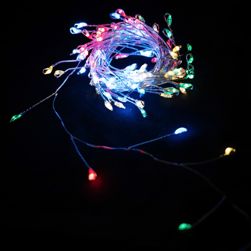 Aigostar - LED Catena luminosa natalizia da esterno 100xLED/8 funzioni 3xAA 3,3m IP44 multicolore
