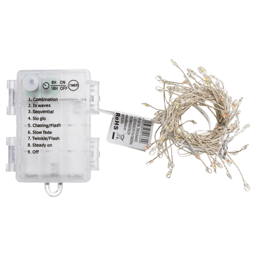 Aigostar - LED Catena luminosa natalizia da esterno 100xLED/8 funzioni 3xAA 3,3m IP44 multicolore