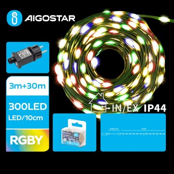 Aigostar - LED catena luminosa natalizia da esterno 300 LED/8 funzioni 33 m IP44 multicolore