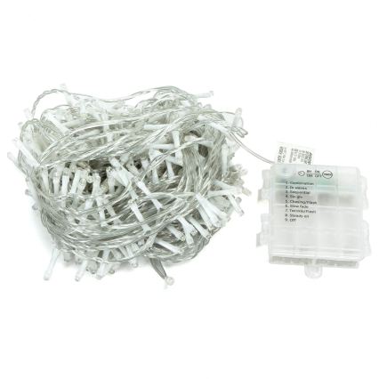 Aigostar - Luci natalizie a LED per esterni, 300 LED / 8 funzioni, 4xAA, 30 m, IP44, bianco freddo