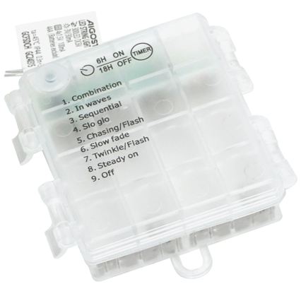 Aigostar - Luci natalizie a LED per esterni, 300 LED / 8 funzioni, 4xAA, 30 m, IP44, bianco freddo