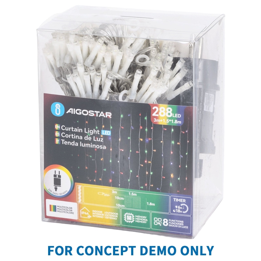 Aigostar - Catena luminosa natalizia per esterni 372xLED/8 funzioni 3xAA 6x1,2m IP44 bianco caldo