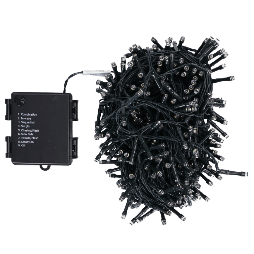 Aigostar - LED Catena luminosa natalizia per esterni 500xLED/8 funzioni 4xAA 25,3 m IP44 bianco caldo