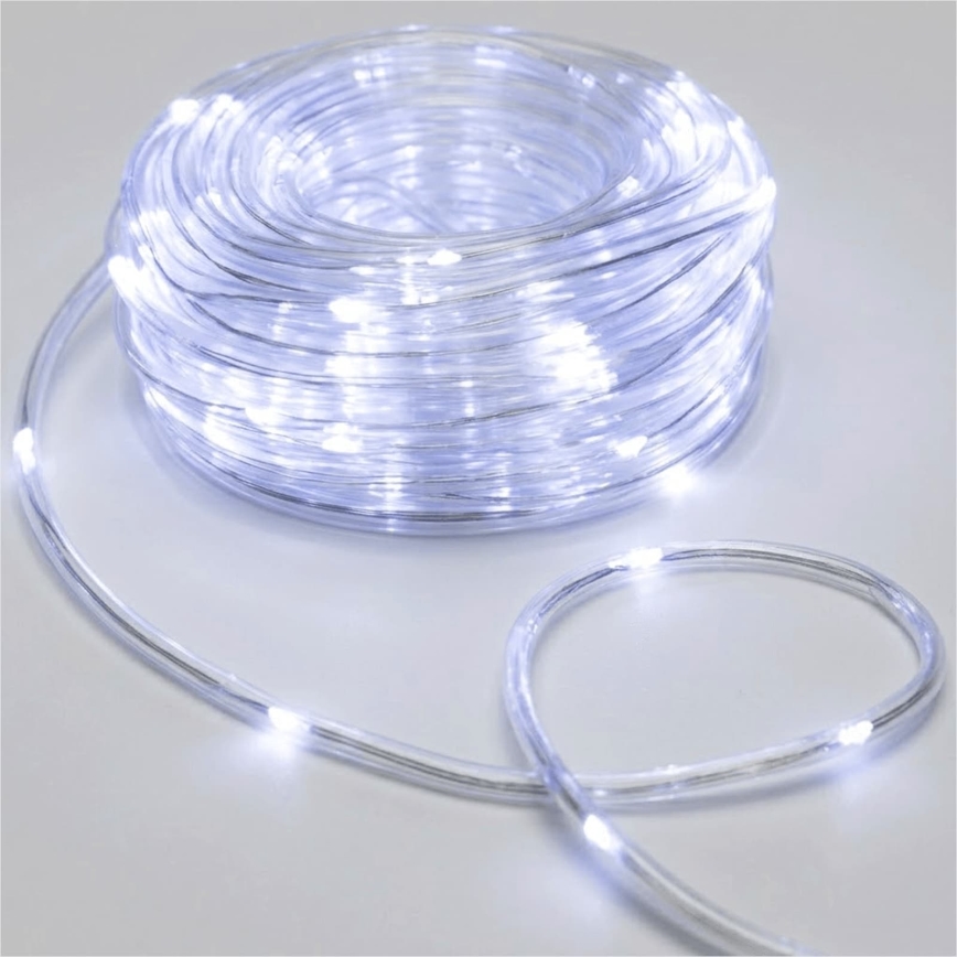 Aigostar - Catena luminosa natalizia LED da esterno 50xLED/8 funzioni 3xAA 5,3m IP44 bianco freddo