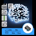 Aigostar - LED Catena luminosa natalizia per esterni 100xLED/8 funzioni 3xAA 10,3m IP44 bianco freddo