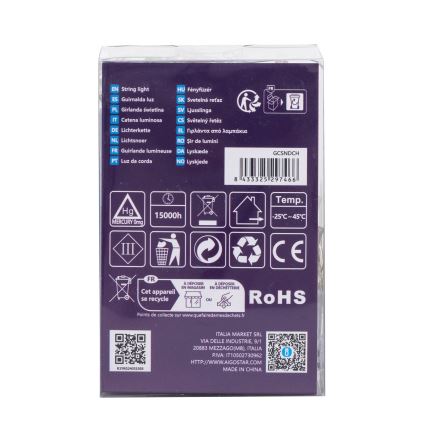 Aigostar - Catena luminosa natalizia a LED da esterno 100 LED/8 funzioni 3xAA 10,3m IP44 multicolore
