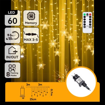Aigostar - LED Catena luminosa natalizia per esterni 120xLED/8 funzioni 3x0,7m IP44 bianco caldo + telecomando