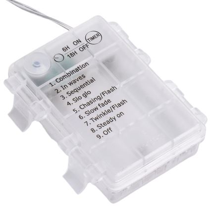 Aigostar - LED catena luminosa natalizia da esterno 156xLED/8 funzioni 3xAA 4,2x1,2m IP44 bianco freddo