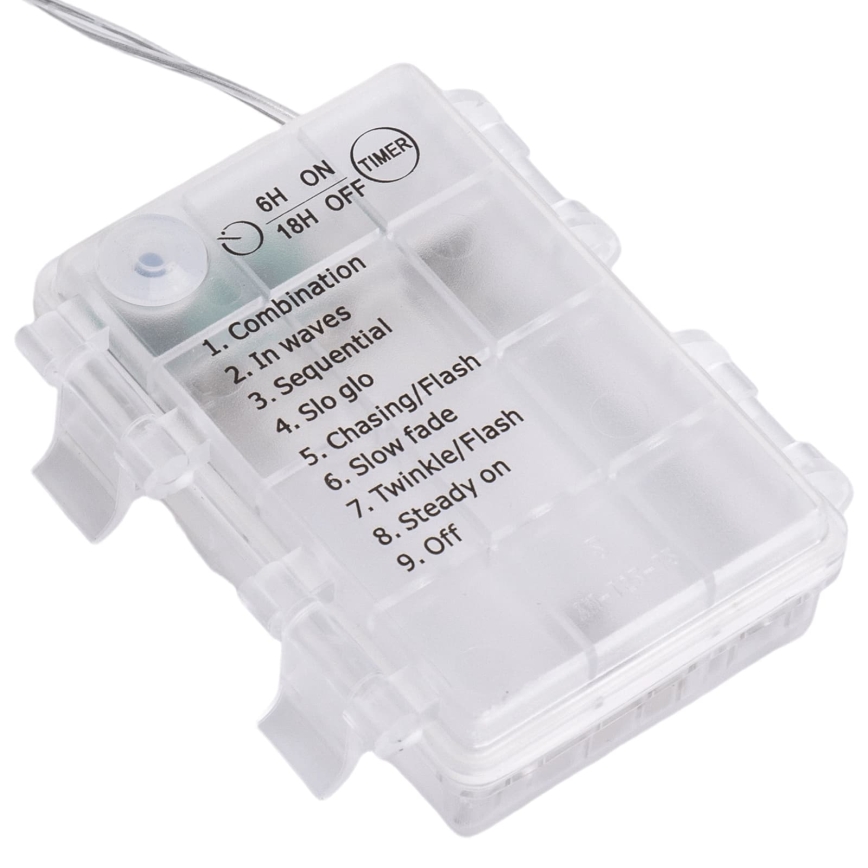 Aigostar - LED catena luminosa natalizia da esterno 156xLED/8 funzioni 3xAA 4,2x1,2m IP44 bianco freddo