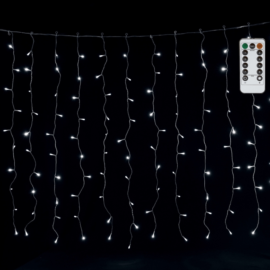 Aigostar - Catena luminosa natalizia LED per esterni 300 LED/8 funzioni 3x1m IP44 bianco freddo + telecomando