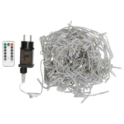 Aigostar - Catena luminosa natalizia LED per esterni 300 LED/8 funzioni 3x1m IP44 bianco freddo + telecomando
