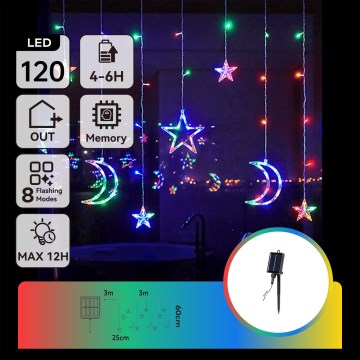 Aigostar - LED catena luminosa natalizia solare 120xLED/8 funzioni 3x0,6 m 500 mAh IP65 multicolore