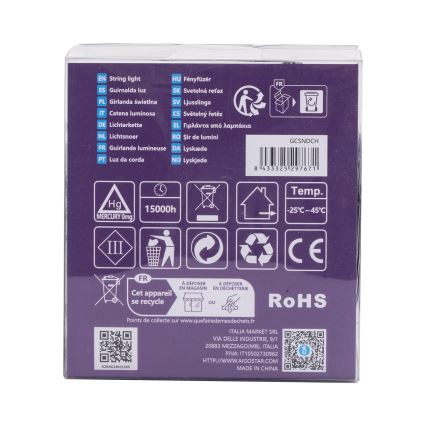 Aigostar - Catena luminosa LED da esterno, 200 LED, 8 funzioni, 3xAA, 10,3 m, IP44, bianco caldo