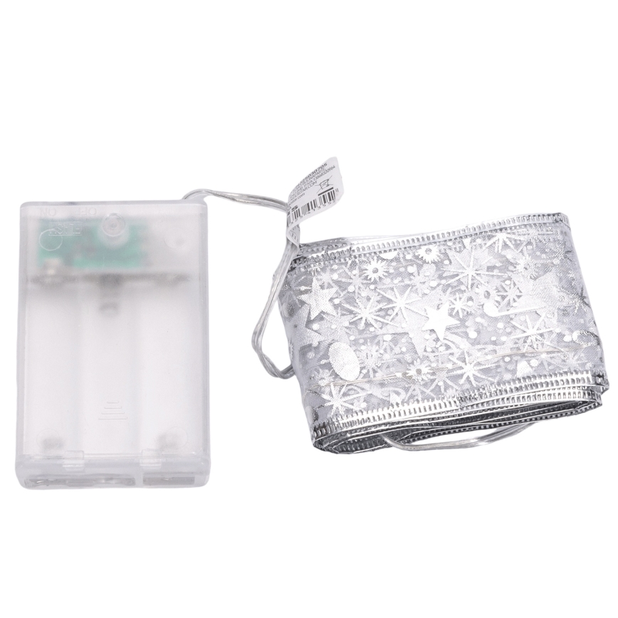 Aigostar - Catena luminosa di Natale LED 50xLED/3xAA 5 m bianco caldo argento