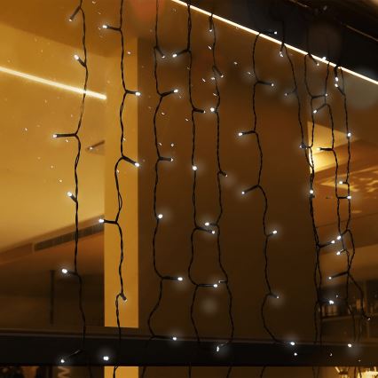 Aigostar - Catena luminosa solare natalizia a LED 100xLED/8 funzioni 4x1m 800 mAh IP65 bianco freddo