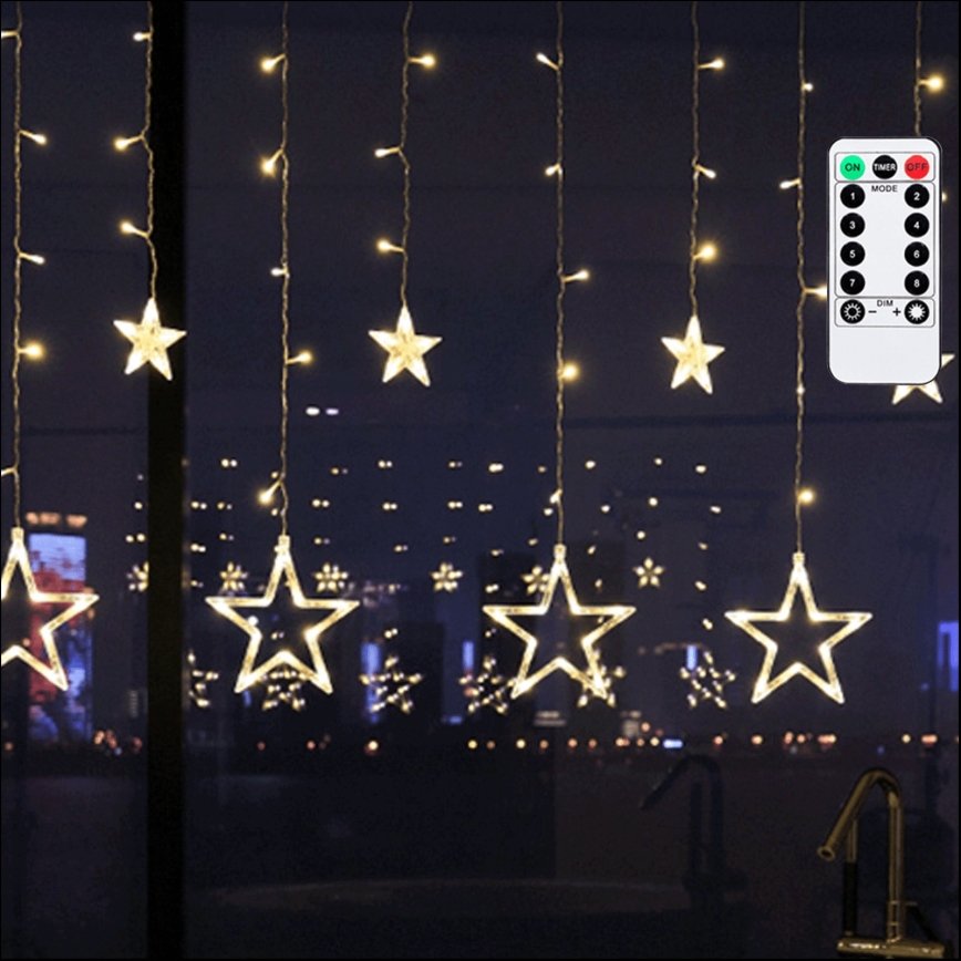 Aigostar - Catena luminosa natalizia LED da esterno 120 LED/8 funzioni 3x0,6 m IP44 bianco caldo + telecomando
