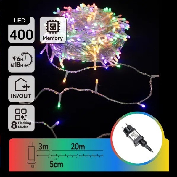 Aigostar - LED Catena natalizia da esterno 400xLED/8 funzioni 20m IP44 multicolore