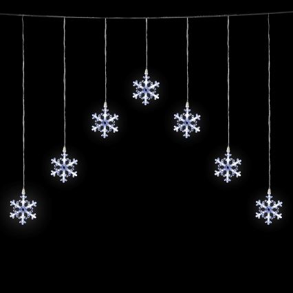 Aigostar - Catena luminosa natalizia da esterno 84 LED/8 funzioni 1,2x1m IP44 bianco freddo con fiocchi
