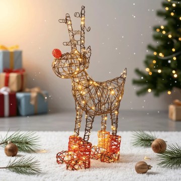 Aigostar - LED decorazione natalizia da esterno 200xLED/8 funzioni 0,9m IP44 bianco caldo renna