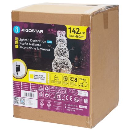 Aigostar - LED decorazione natalizia da esterno LED/3,6W/31/230V 2700K 60 cm IP44 pupazzo di neve