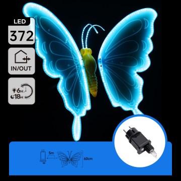Aigostar - LED decorazione per esterni 372xLED 60 cm IP44 farfalla/blu