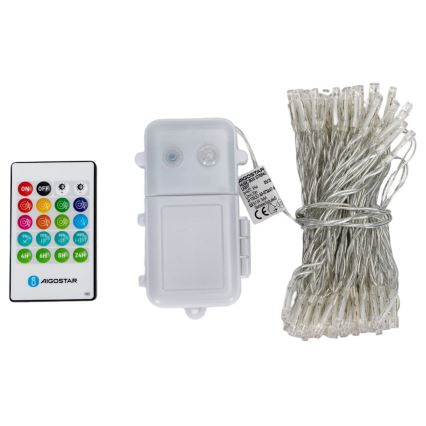 Aigostar - LED dimmerabile catena luminosa natalizia per esterni con sensore di movimento 100xLED/3xAA 12m multicolore + telecomando