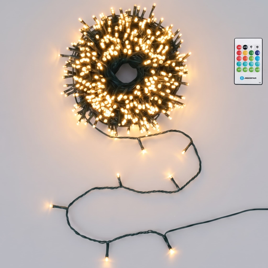 Aigostar - LED dimmerabile catena luminosa natalizia per esterni con sensore di movimento 100xLED/3xAA 12m bianco caldo + telecomando