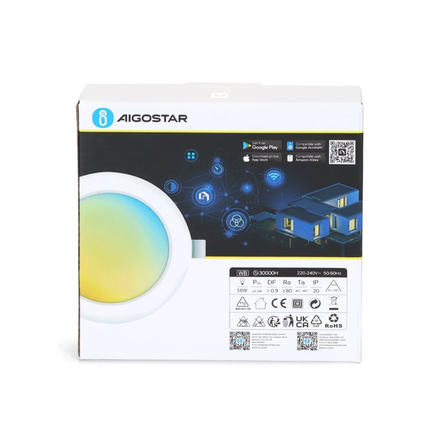 Aigostar - LED Faretto da incasso dimmerabile LED/9W/230V d. Wi-Fi da 14,5 cm