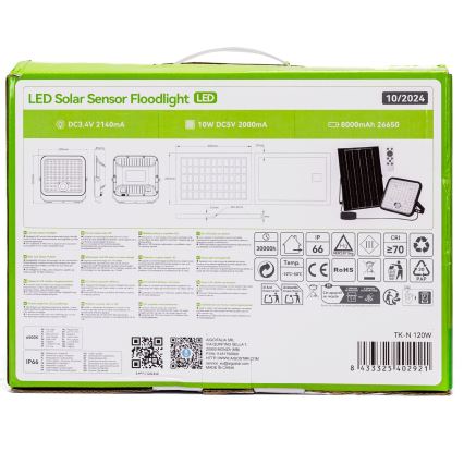 Aigostar - LED Faro solare dimmerabile con sensore LED/120W/3,4V 6500K IP66 + telecomando