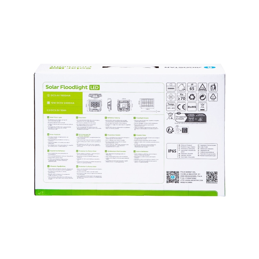 Aigostar - LED Faro solare dimmerabile LED/100W/3,4V IP65 + telecomando