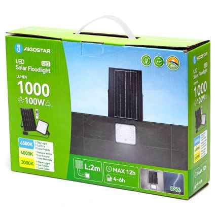 Aigostar - LED Faro solare dimmerabile LED/100W/3,4V 3000/4000/6500K IP66 + telecomando
