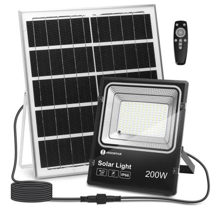 Aigostar - LED Faro solare dimmerabile LED/200W/3,2V IP66 15000 mAh + telecomando
