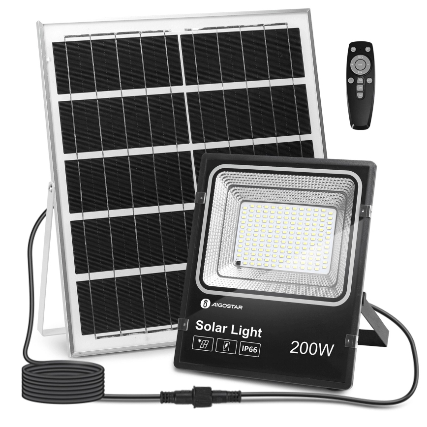 Aigostar - LED Faro solare dimmerabile LED/200W/3,2V IP66 15000 mAh + telecomando