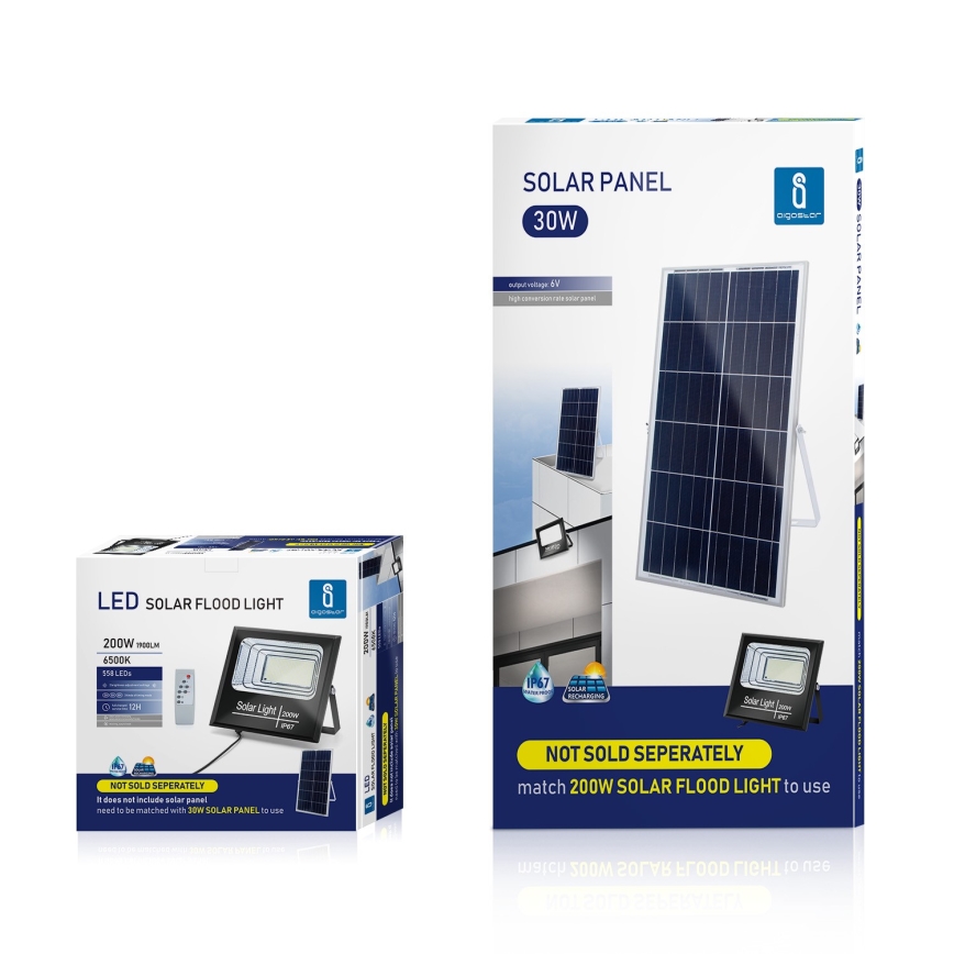 Aigostar - LED Faro solare dimmerabile LED/200W/3,2V IP67 25000 mAh + telecomando