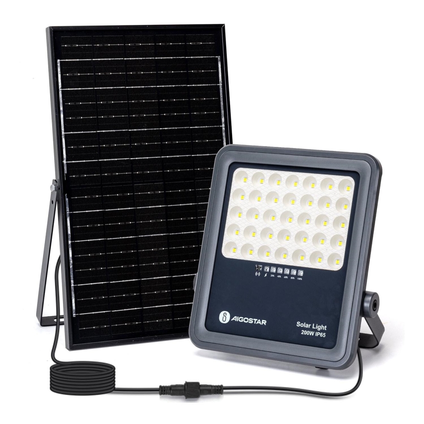 Aigostar - LED Faro solare dimmerabile LED/200W/3,4V IP65 15000 mAh + telecomando