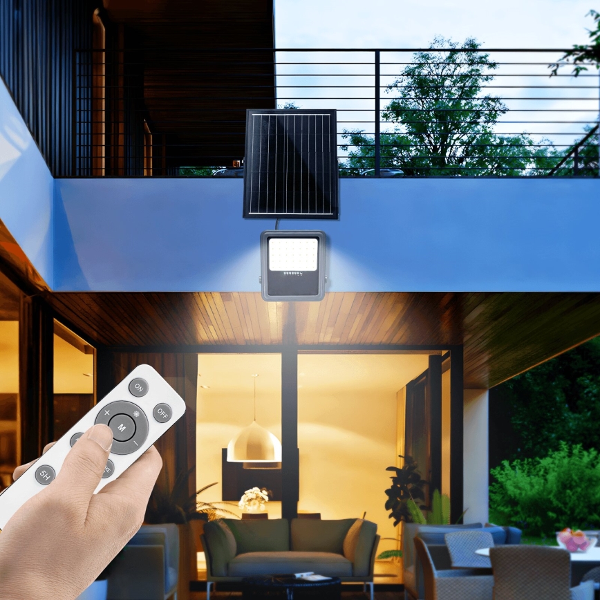 Aigostar - LED Faro solare dimmerabile LED/200W/3,4V IP65 15000 mAh + telecomando
