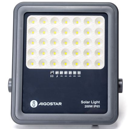 Aigostar - LED Faro solare dimmerabile LED/200W/3,4V IP65 15000 mAh + telecomando