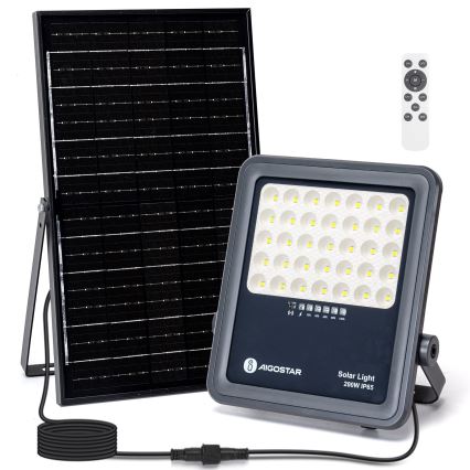 Aigostar - LED Faro solare dimmerabile LED/200W/3,4V IP65 15000 mAh + telecomando