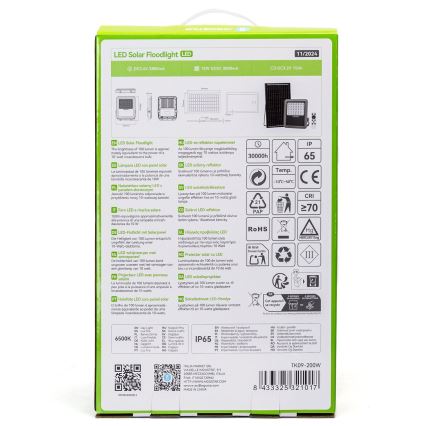 Aigostar - LED Faro solare dimmerabile LED/200W/3,4V IP65 15000 mAh + telecomando